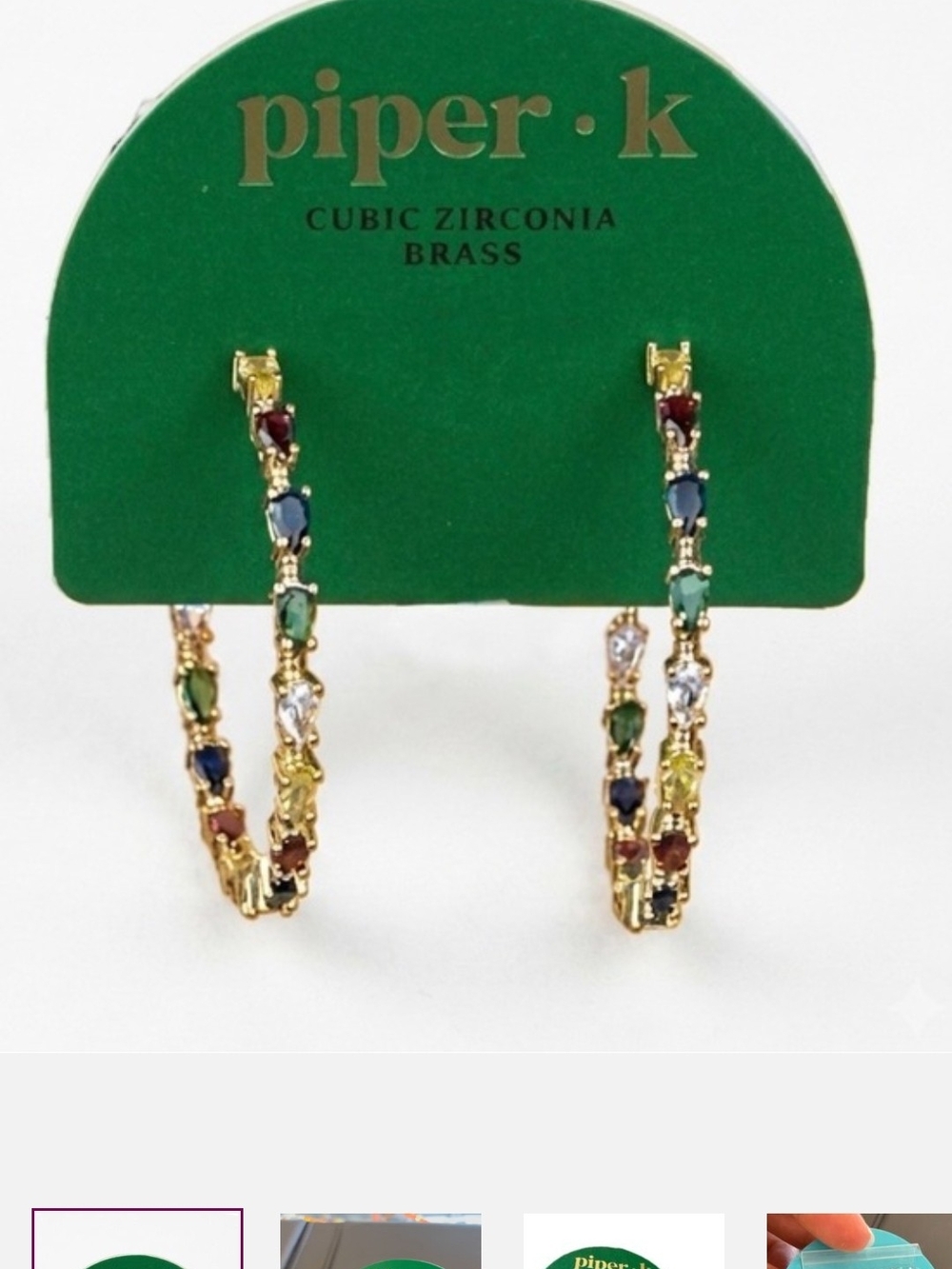 Piper K Gold Hoop Earrings with Multicolored Stones RT TH